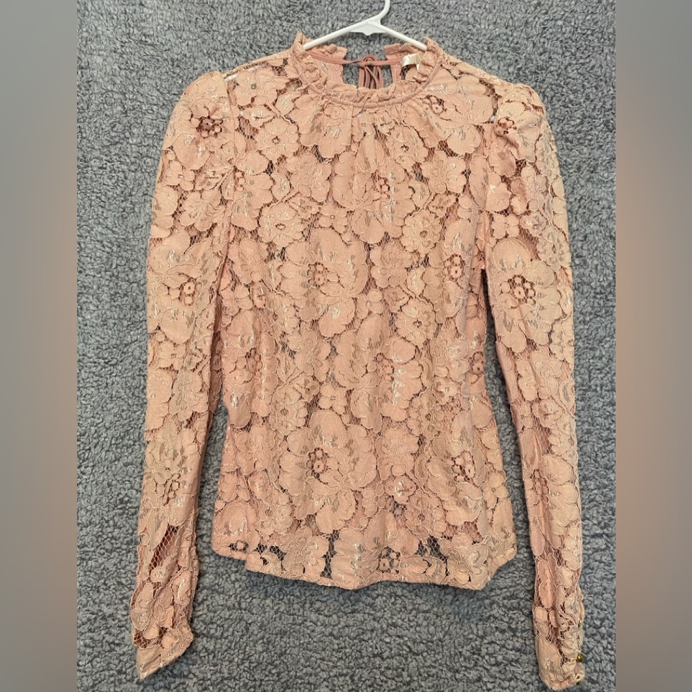 Wayf Emma Puff Sleeve Lace Top Blouse Sz Fairy Victorian Romantic Quiet Luxury